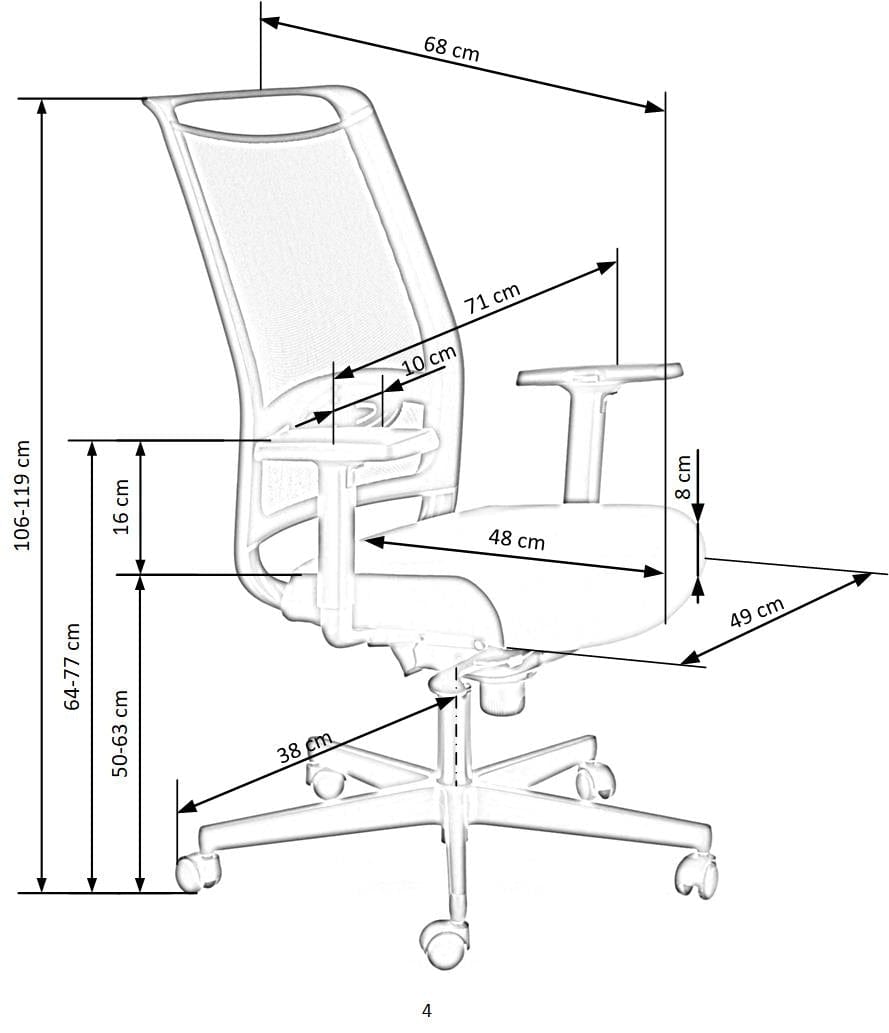 Scaun de birou ergonomic tapitat cu stofa, Giovani Albastru / Negru, l71xA68xH106-119 cm (9)