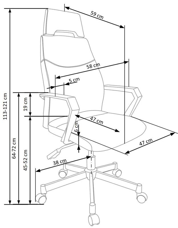 Scaun de birou ergonomic tapitat cu stofa Ofer Gri / Negru, l58xA59xH113-121 cm (2)