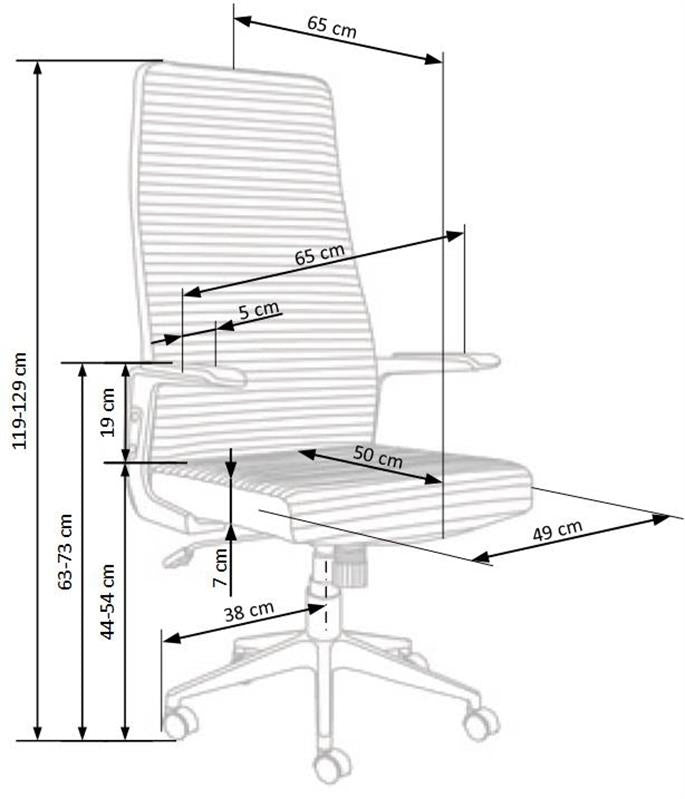 Scaun de birou ergonomic tapitat cu stofa si piele ecologica, Arethusa Gri / Gri Inchis, l65xA65xH119-129 cm (9)