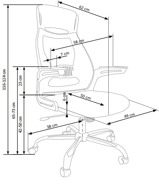 Scaun de birou ergonomic tapitat cu stofa, Suzana Negru / Gri, l58xA62xH116-124 cm (2)