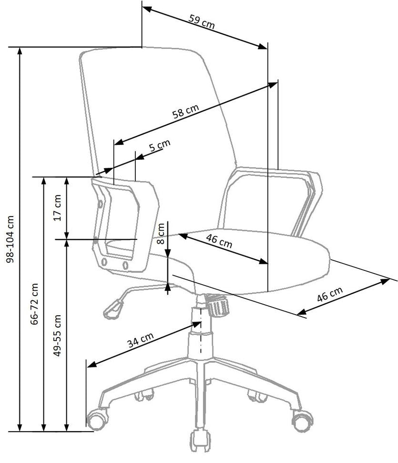 Scaun de birou ergonomic, tapitat cu stofa Skott 2 Gri, l58xA59xH98-104 cm (10)