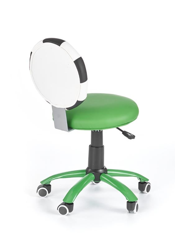 Scaun de birou pentru copii tapitat cu piele ecologica, Soccer Verde, l39xA52xH75-85 cm (1)