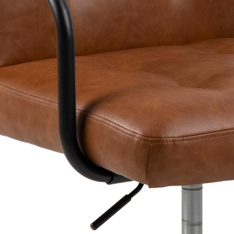 Scaun de birou ergonomic tapitat cu piele ecologica, Cosmo Plus Camel / Negru, l56xA59xH77,5-88,5 cm (4)
