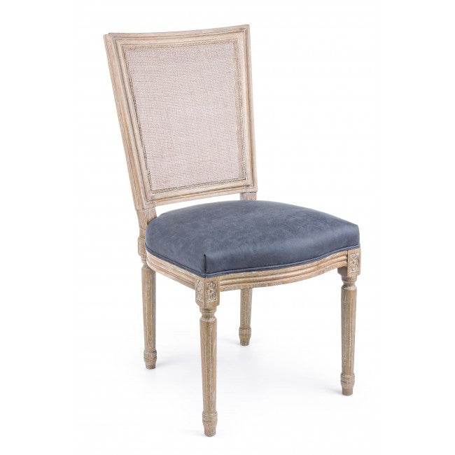 Set 2 scaune din lemn de frasin, cu sezut tapitat cu stofa Liliane Bleumarin, l48xA65xH96 cm