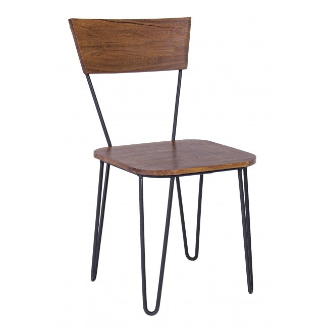Set 2 scaune din lemn de salcam, cu picioare metalice Edgar Natural / Negru, l45xA41xH84 cm (3)