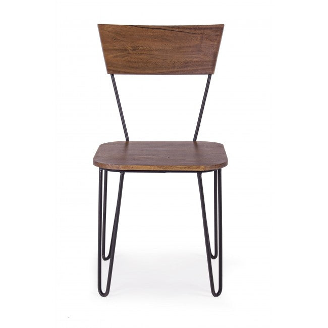 Set 2 scaune din lemn de salcam, cu picioare metalice Edgar Natural / Negru, l45xA41xH84 cm (4)
