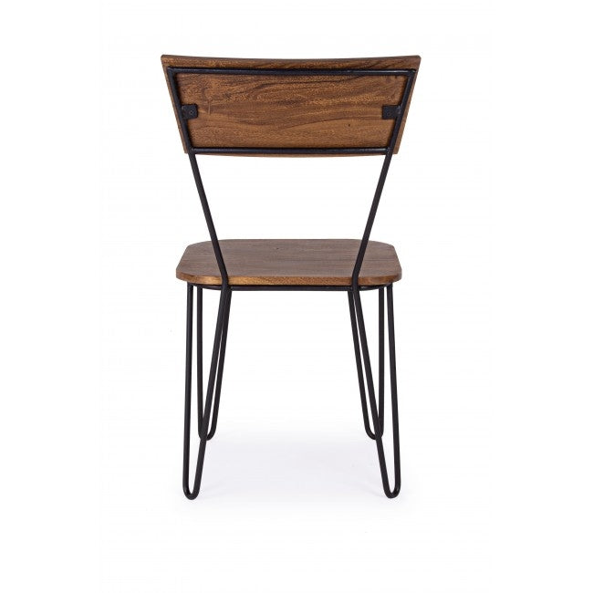 Set 2 scaune din lemn de salcam, cu picioare metalice Edgar Natural / Negru, l45xA41xH84 cm (5)