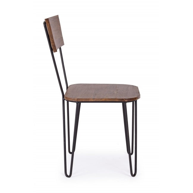 Set 2 scaune din lemn de salcam, cu picioare metalice Edgar Natural / Negru, l45xA41xH84 cm (6)