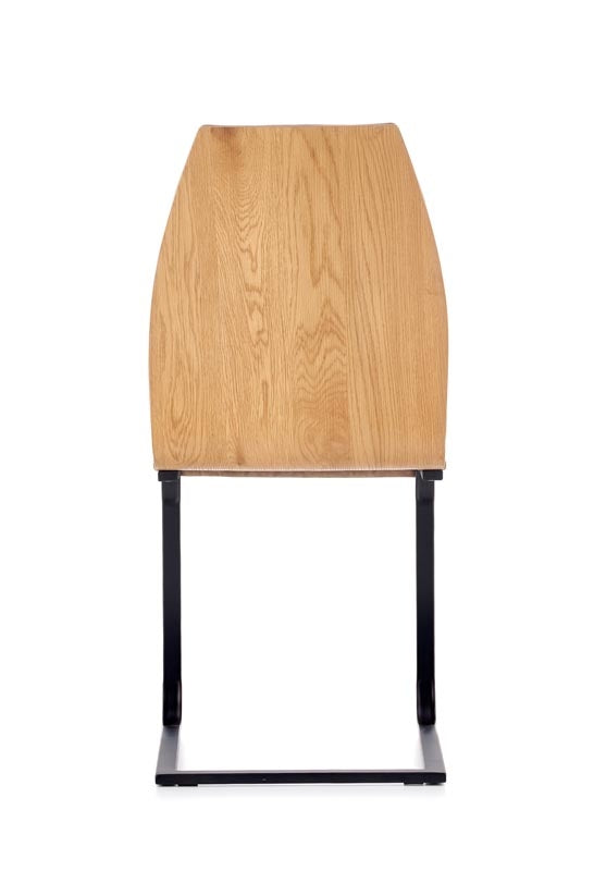Scaun din pal tapitat cu piele ecologica si picioare metalice Kai-265 Maro / Stejar Honey / Negru, l43xA58xH94 cm (7)