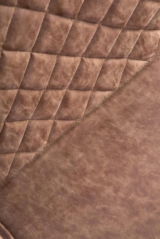 Scaun din pal tapitat cu piele ecologica si picioare metalice Kai-265 Maro / Stejar Honey / Negru, l43xA58xH94 cm (10)
