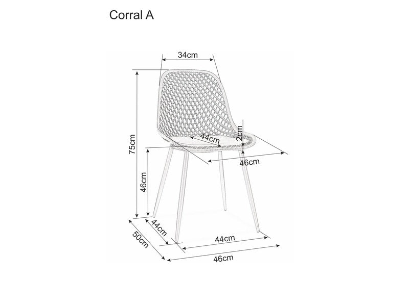 Scaun din plastic cu picioare metalice, Cordell A Negru, l46xA50xH75 cm (2)