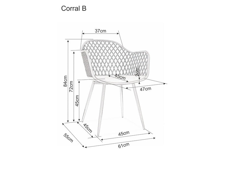 Scaun din plastic cu picioare metalice, Cordell B Negru, l61xA55xH84 cm (5)