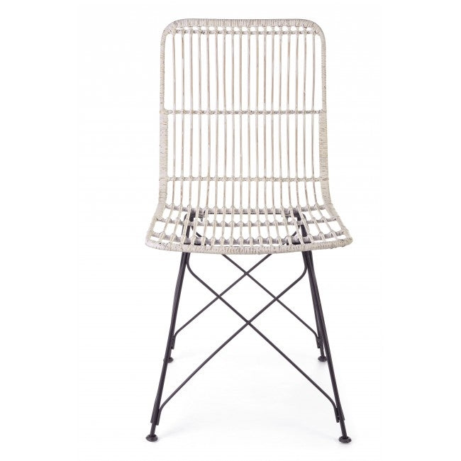 Set 4 scaune din ratan cu picioare metalice Lucila Alb, l45xA55xH85 cm (5)