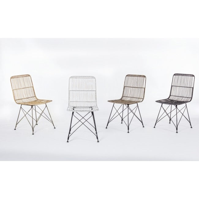 Set 4 scaune din ratan cu picioare metalice Lucila Alb, l45xA55xH85 cm (3)
