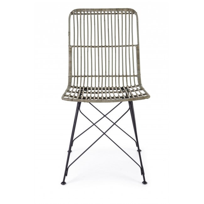 Set 4 scaune din ratan cu picioare metalice Lucila Gri, l45xA55xH85 cm (6)