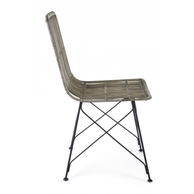 Set 4 scaune din ratan cu picioare metalice Lucila Gri, l45xA55xH85 cm (5)