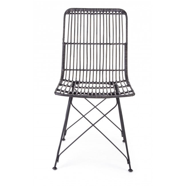 Set 4 scaune din ratan cu picioare metalice Lucila Negru, l45xA55xH85 cm (6)