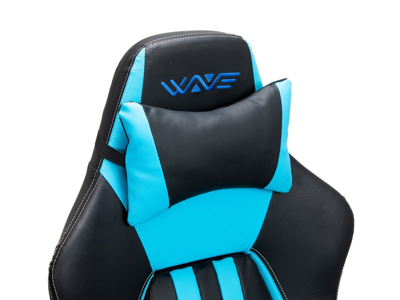 Scaun gaming tapitat cu piele ecologica Wave Y-2558 Albastru / Negru, l67xA66xH131-141 cm (10)