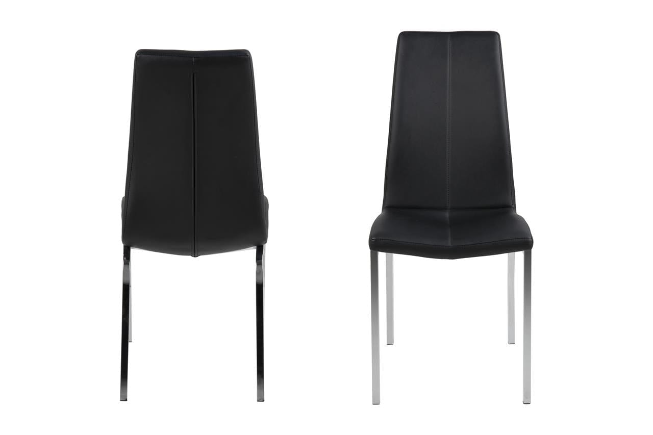 Set 4 scaune tapitate cu piele ecologica si picioare metalice Asama Negru / Crom, l43,5xA57xH95 cm (1)