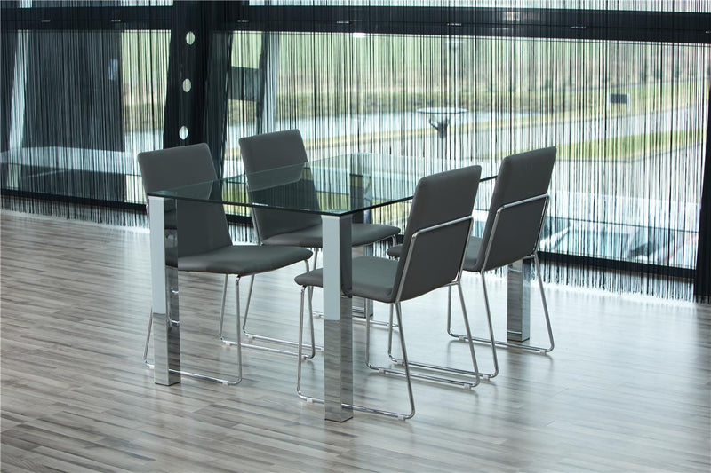 Set 4 scaune tapitate cu piele ecologica si picioare metalice Kitos Gri / Crom, l48,5xA55xH88 cm (1)