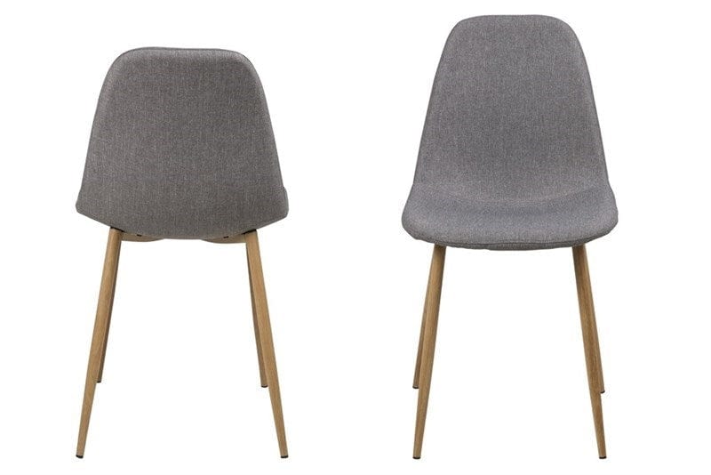 Set 4 scaune tapitate cu stofa si picioare metalice Wilma Gri Deschis / Stejar, l44,5xA56xH84 cm (1)