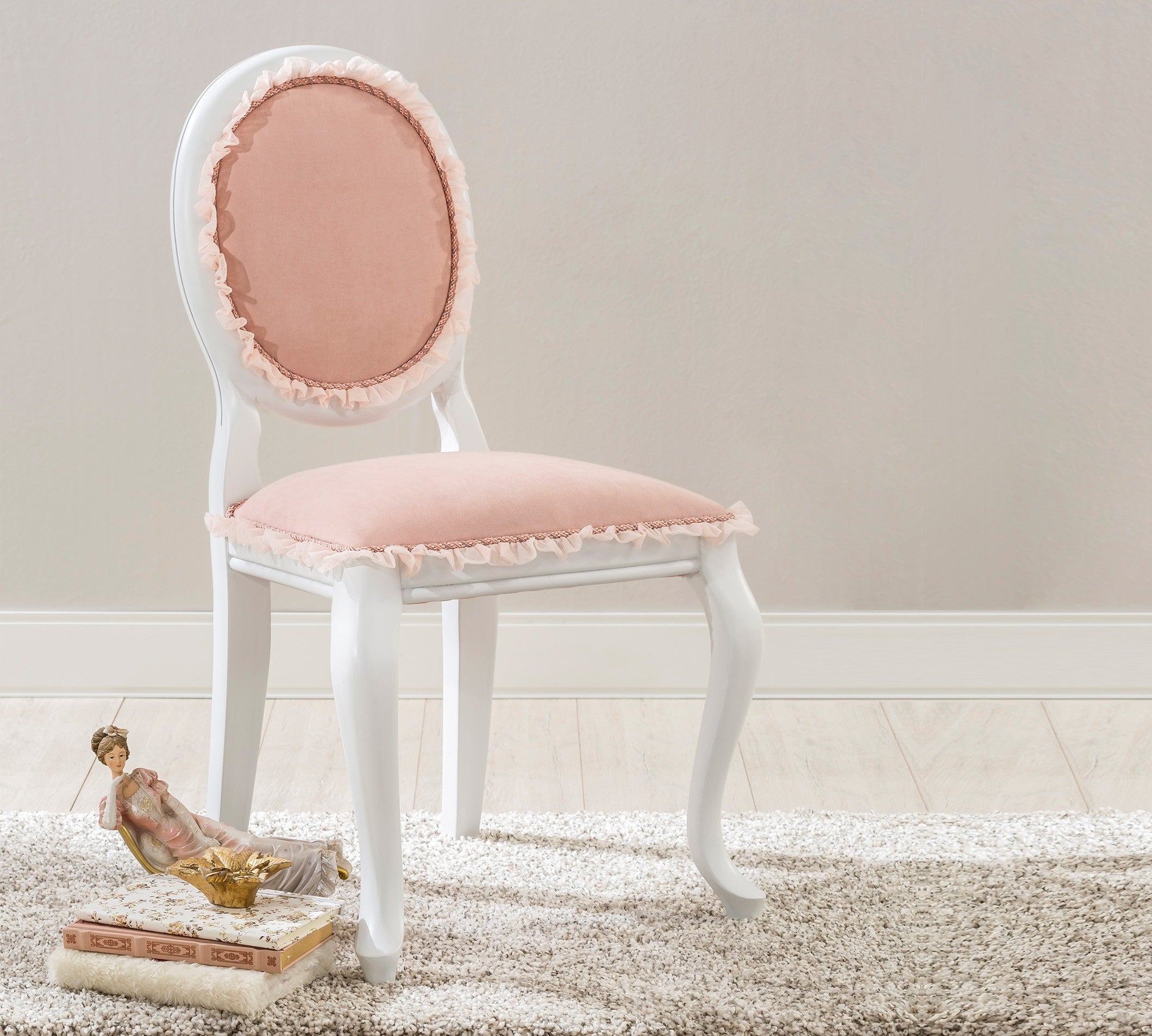 Scaun pentru copii tapitat cu stofa si picioare din lemn Dream Somon, l48xA52xH90 cm (1)