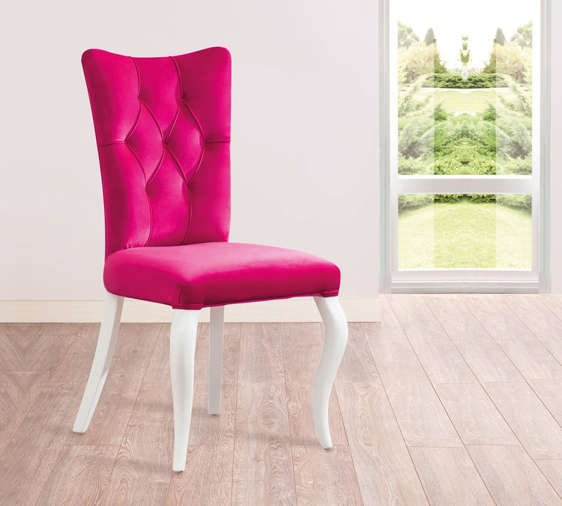 Scaun pentru copii, tapitat cu stofa si picioare din lemn Rosa Pink, l55xA56xH84 cm (2)