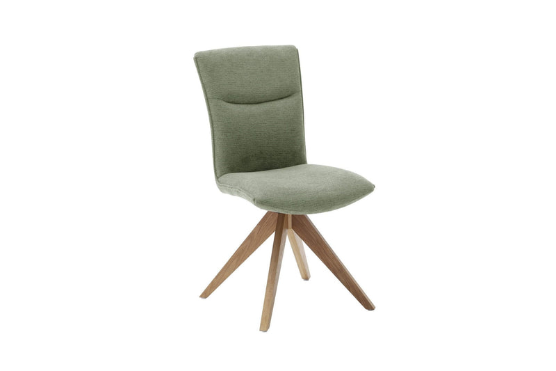Set 2 scaune rotative tapitate cu stofa si picioare din lemn, Odense Verde Olive / Stejar, l50xA66x93 cm (2)
