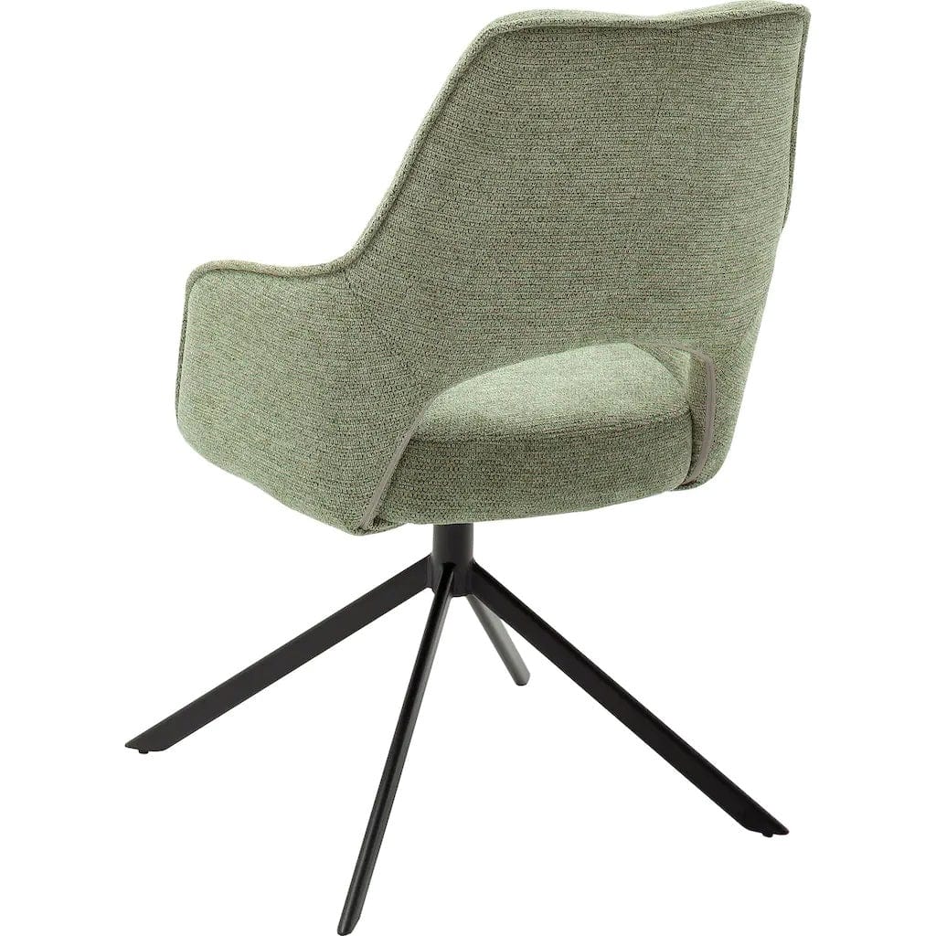 Set 2 scaune rotative tapitate cu stofa si picioare metalice, Bangor Verde Olive / Negru, l57xA66x92 cm (3)