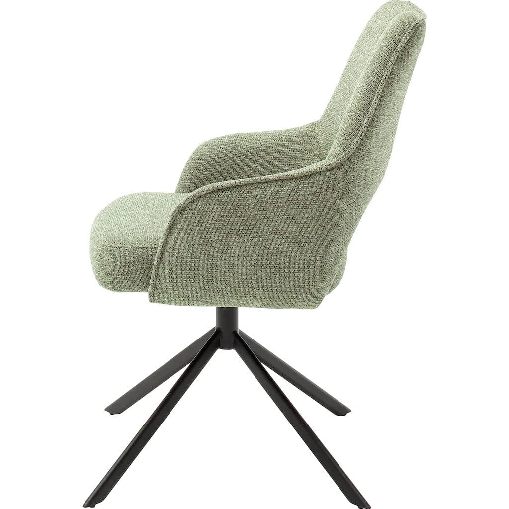 Set 2 scaune rotative tapitate cu stofa si picioare metalice, Bangor Verde Olive / Negru, l57xA66x92 cm (8)