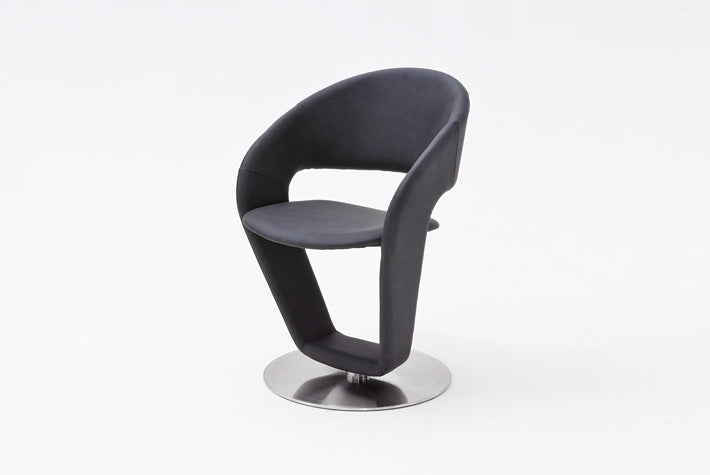 Set 2 scaune rotative tapitate cu stofa si picioare metalice, Firona Antracit / Crom, l62xA62xH90 cm (1)