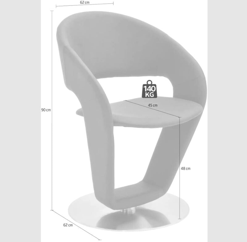 Set 2 scaune rotative tapitate cu stofa si picioare metalice, Firona Gri Deschis / Crom, l62xA62xH90 cm (8)