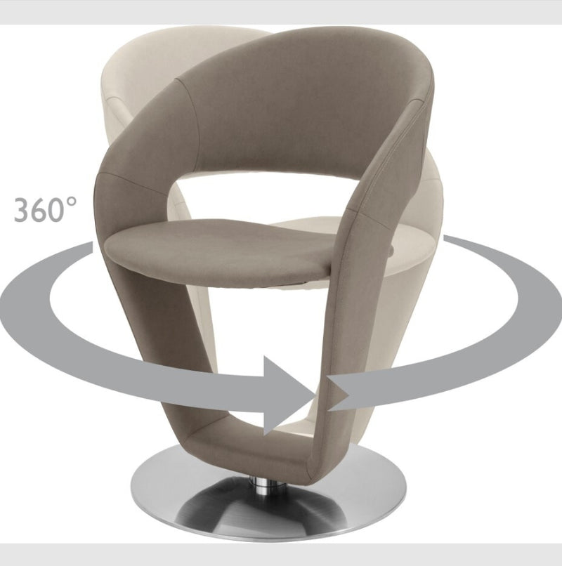 Set 2 scaune rotative tapitate cu stofa si picioare metalice, Firona Bej Inchis / Crom, l62xA62xH90 cm (6)