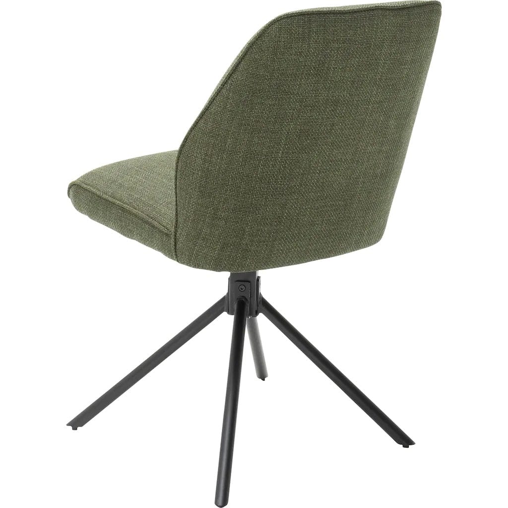 Set 2 scaune rotative tapitate cu stofa si picioare metalice, Pemba Verde Olive / Negru, l49xA63x88 cm (3)