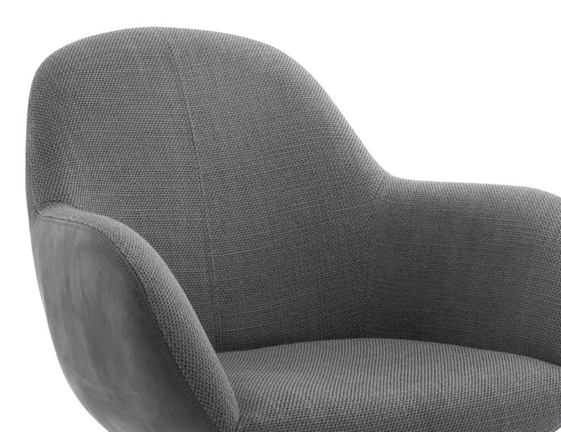 Set 2 scaune rotative tapitate cu stofa si piele ecologica, cu picioare metalice, Melrose Antracit / Crom, l64xA64xH88 cm (6)