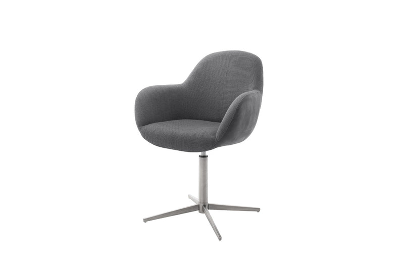 Set 2 scaune rotative tapitate cu stofa si piele ecologica, cu picioare metalice, Melrose Antracit / Crom, l64xA64xH88 cm (1)