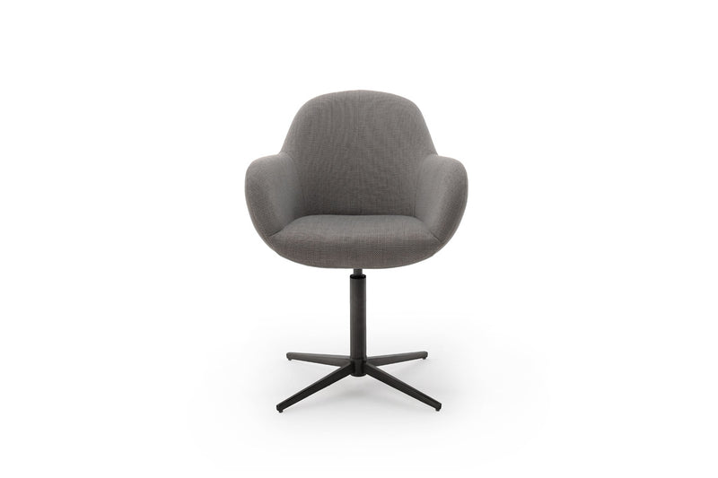 Set 2 scaune rotative tapitate cu stofa si piele ecologica, cu picioare metalice, Melrose Capuccino / Negru, l64xA64xH88 cm (2)