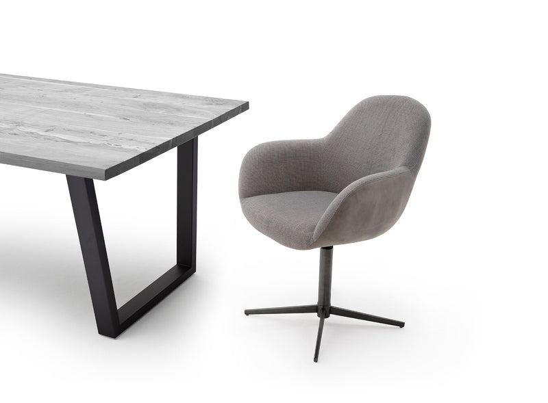 Set 2 scaune rotative tapitate cu stofa si piele ecologica, cu picioare metalice, Melrose Capuccino / Negru, l64xA64xH88 cm (6)