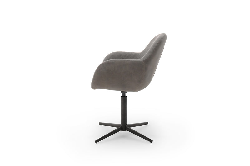 Set 2 scaune rotative tapitate cu stofa si piele ecologica, cu picioare metalice, Melrose Capuccino / Negru, l64xA64xH88 cm (4)