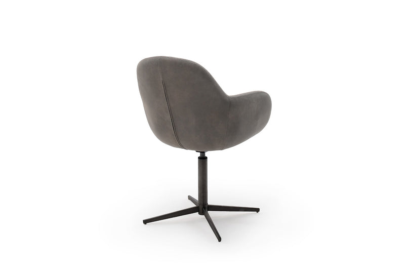 Set 2 scaune rotative tapitate cu stofa si piele ecologica, cu picioare metalice, Melrose Capuccino / Negru, l64xA64xH88 cm (3)