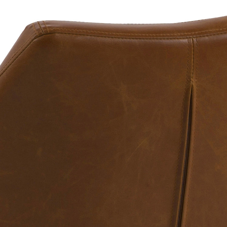 Scaun tapitat cu piele ecologica si picioare din lemn Nora Maro / Stejar, l58xA58xH84 cm (4)