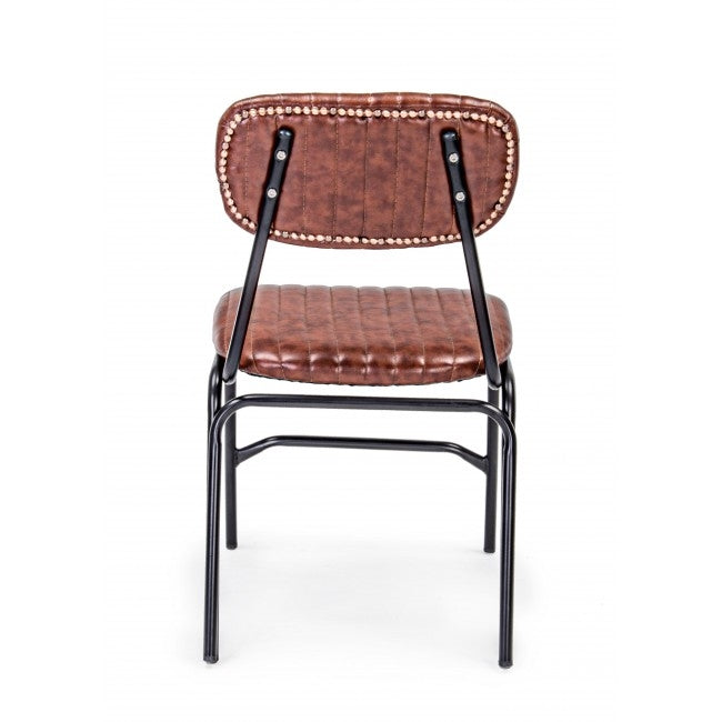 Set 2 scaune tapitate cu piele ecologica si picioare metalice Debbie Caramiziu, l44xA55xH73 cm (3)