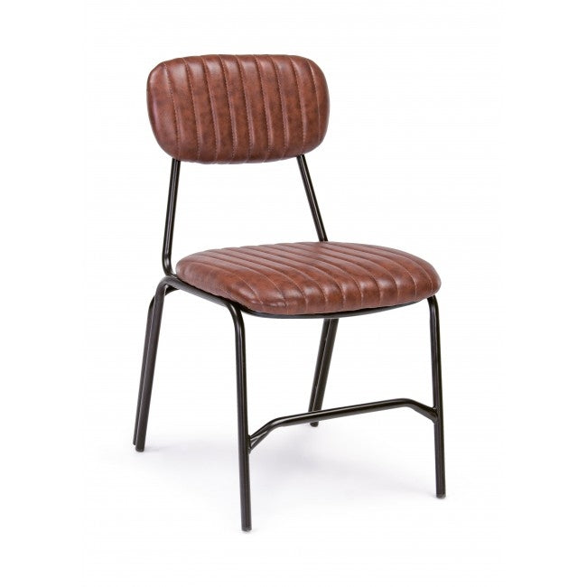 Set 2 scaune tapitate cu piele ecologica si picioare metalice Debbie Caramiziu, l44xA55xH73 cm (1)