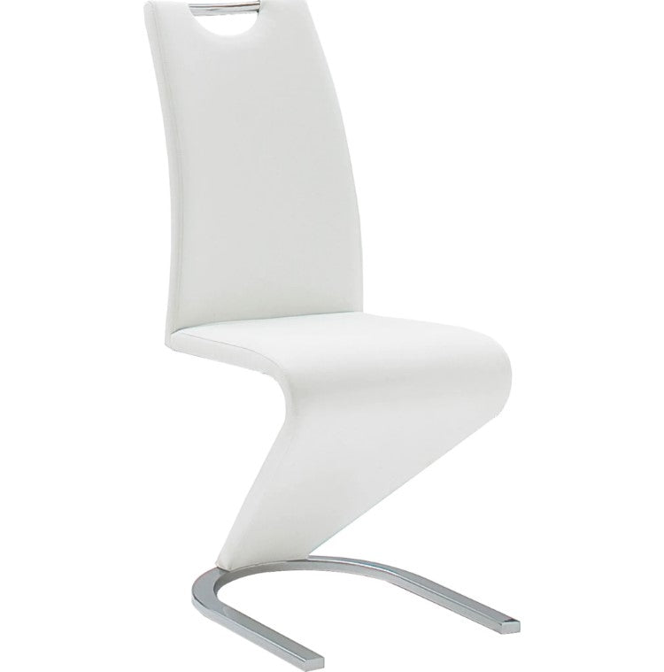 Set 2 scaune tapitate cu piele ecologica si picioare metalice, Amado Alb / Crom, l45xA62xH102 cm (2)