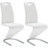 Set 2 scaune tapitate cu piele ecologica si picioare metalice, Amado Alb / Crom, l45xA62xH102 cm