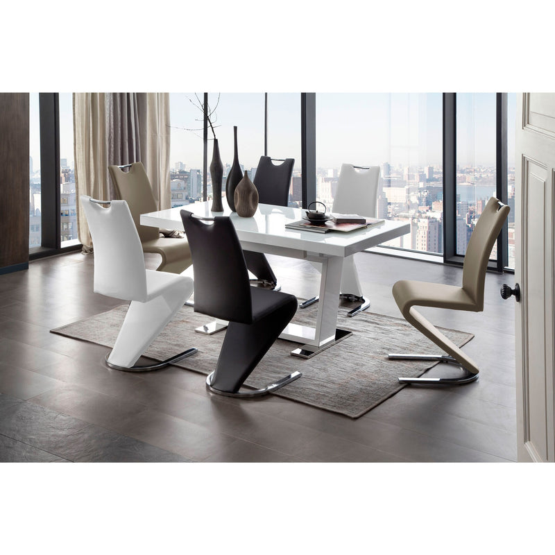 Set 2 scaune tapitate cu piele ecologica si picioare metalice, Amado Alb / Crom, l45xA62xH102 cm (1)