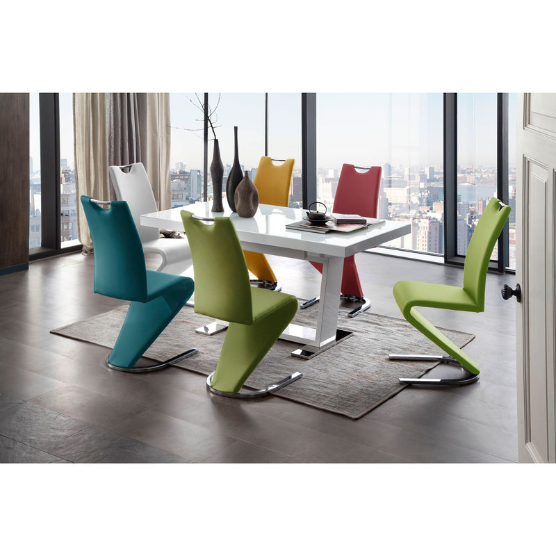 Set 2 scaune tapitate cu piele ecologica si picioare metalice, Amado Petrol / Crom, l45xA62xH102 cm (1)