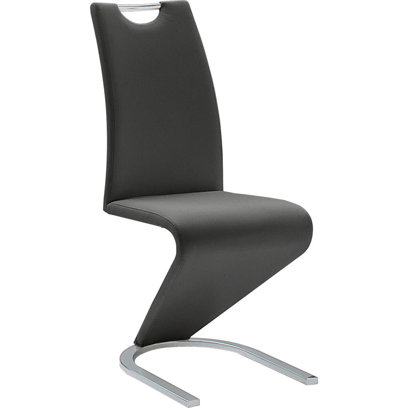 Set 2 scaune tapitate cu piele ecologica si picioare metalice, Amado Negru / Crom, l45xA62xH102 cm (3)