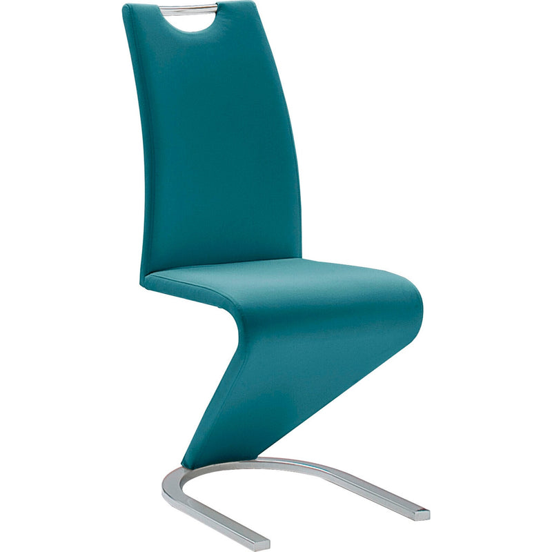 Set 2 scaune tapitate cu piele ecologica si picioare metalice, Amado Petrol / Crom, l45xA62xH102 cm (2)