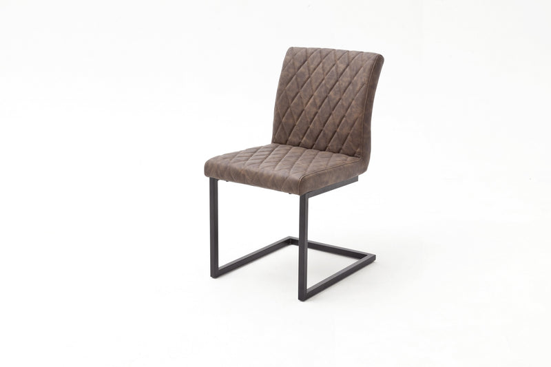 Set 4 scaune tapitate cu piele ecologica si picioare metalice, Kian B Maro / Negru, l47xA63xH86 cm (2)